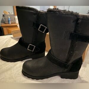 BearPaw Black Women's Suede Boots WATERPROOF